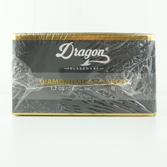 Dragon Glassware Shot Glasses Clear Diamond Shaped Set Of 4 - Picture 5 of 11